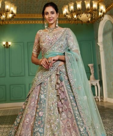 Muted Green Grey Lehenga