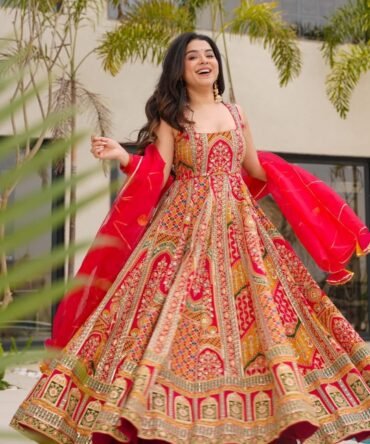 Vibrant Crimson Pink Anarkali