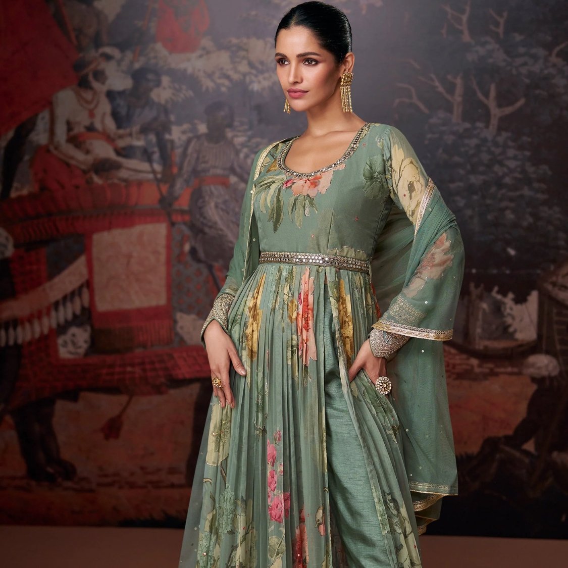 Deep Moss Green Festive & Ethnic Dresse